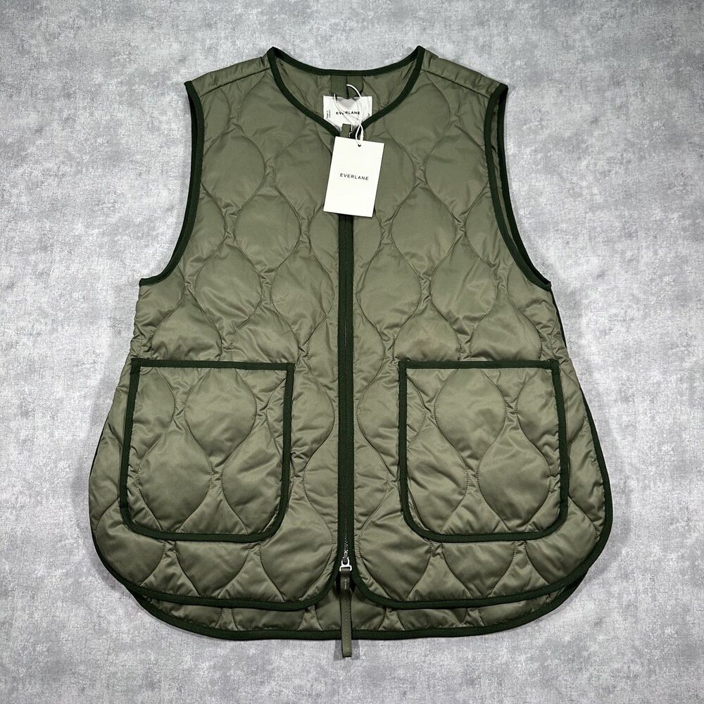 Brand New Renew Quilted Vest Green Women's Small Oversize Full Zip NWT